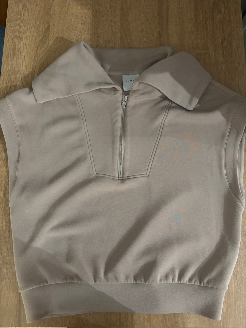 Varley Taupe Top- Zip Collar Top size medium - Picture 2 of 15